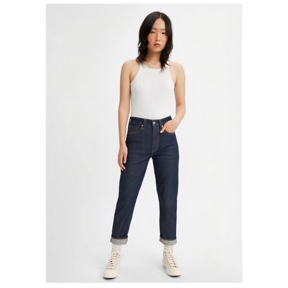 Levi’s Selvedge Japanese Fabric High Rise Boyfriend Jeans 30×27 NWT Streetwear - Picture 1 of 12